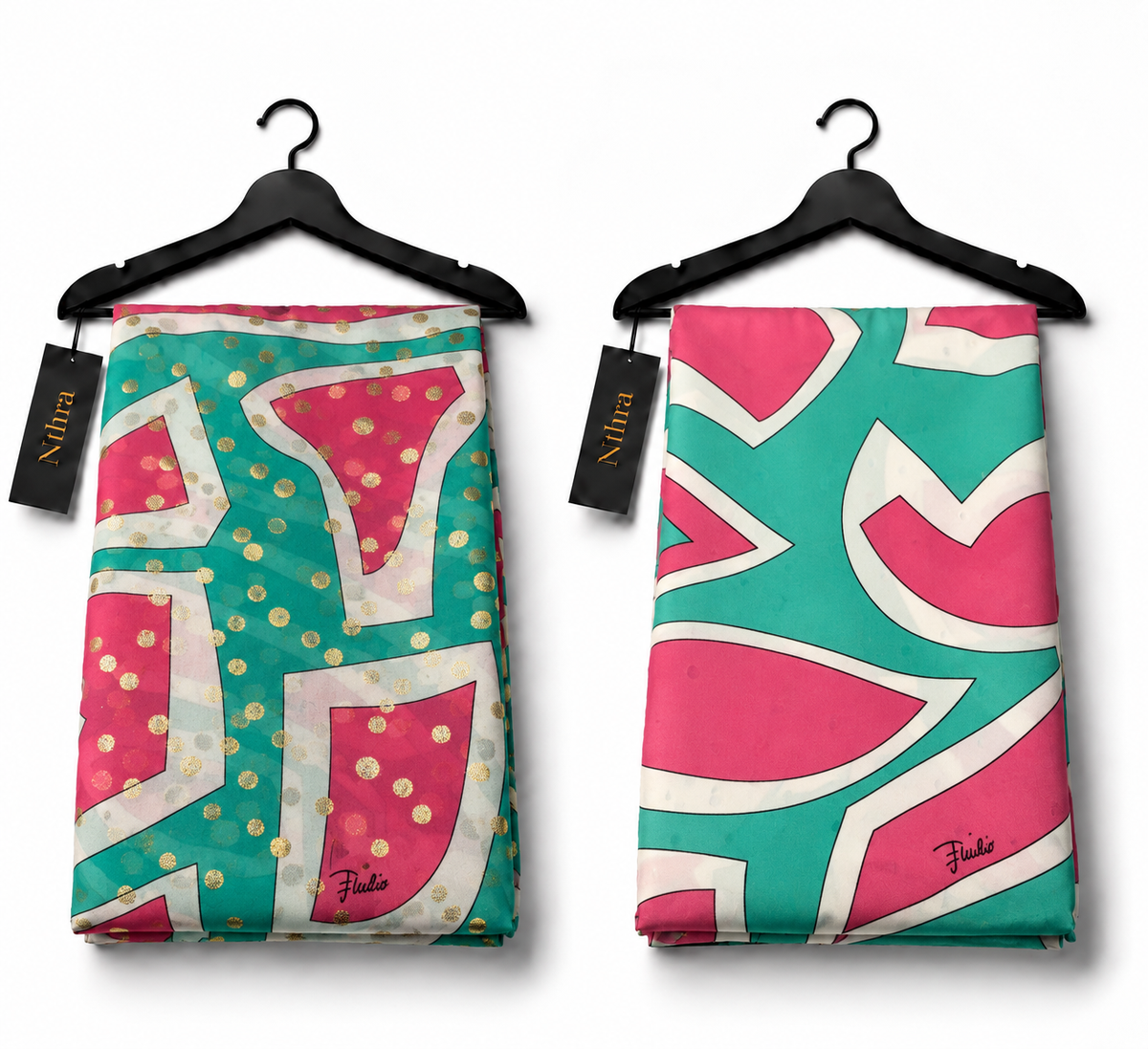 Pucci Italian Pure Silk & Chiffon – Fuchsia Teal