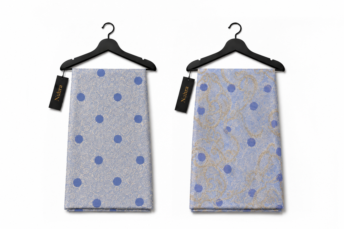 Celestial Blue Silk & Chiffon Set