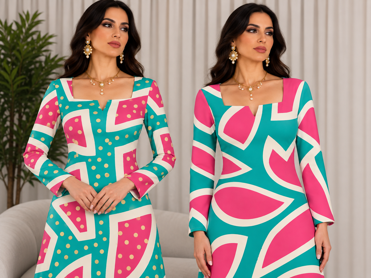 Pucci Italian Pure Silk & Chiffon – Fuchsia Teal