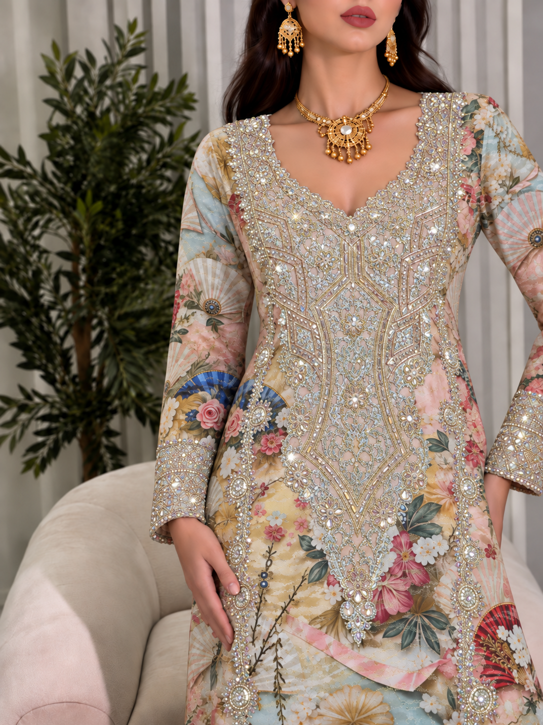 Two-Line Crystal Mukhawar — Pure Lucci Silk