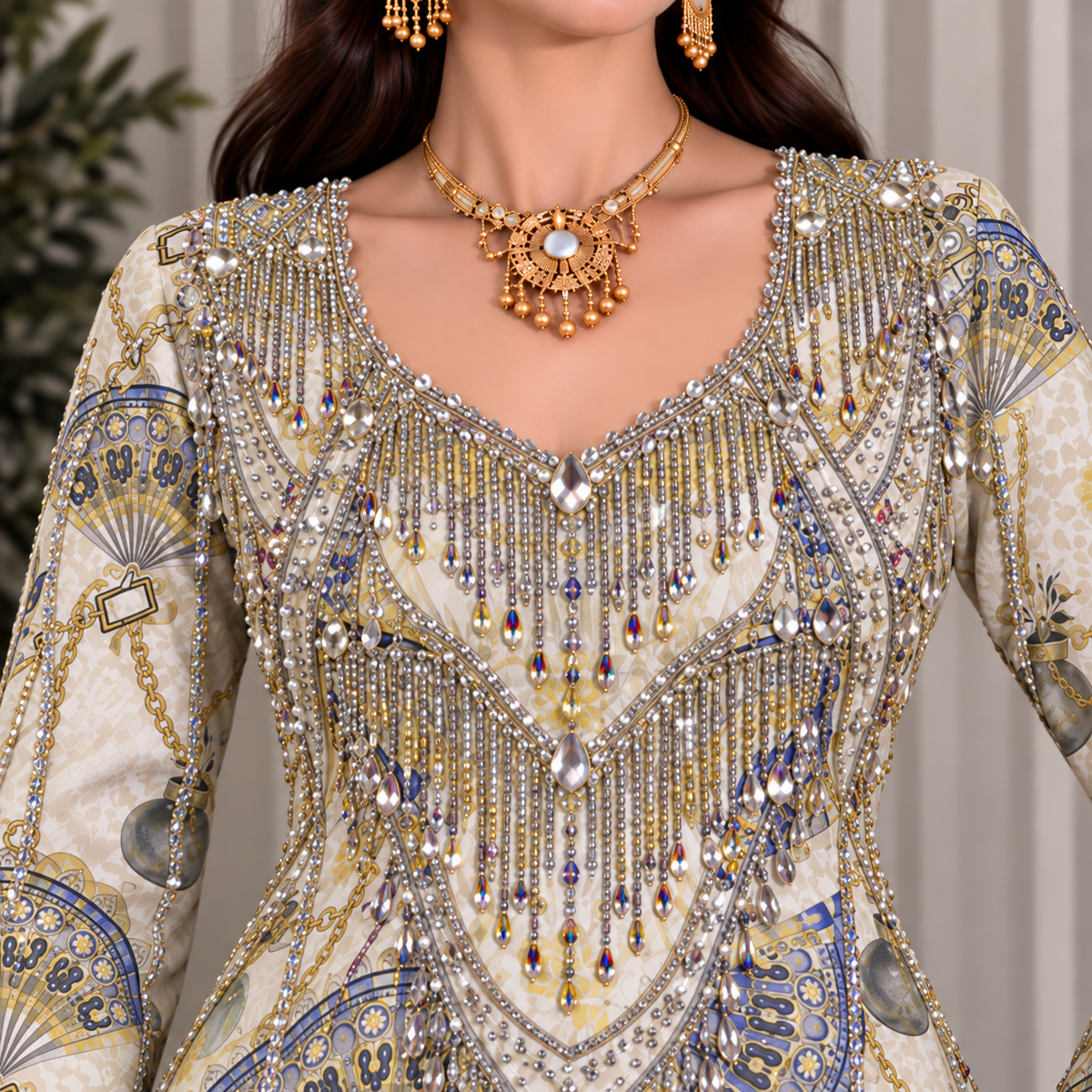 Three-Line Crystal Mukhawar — Pure Lucci Silk