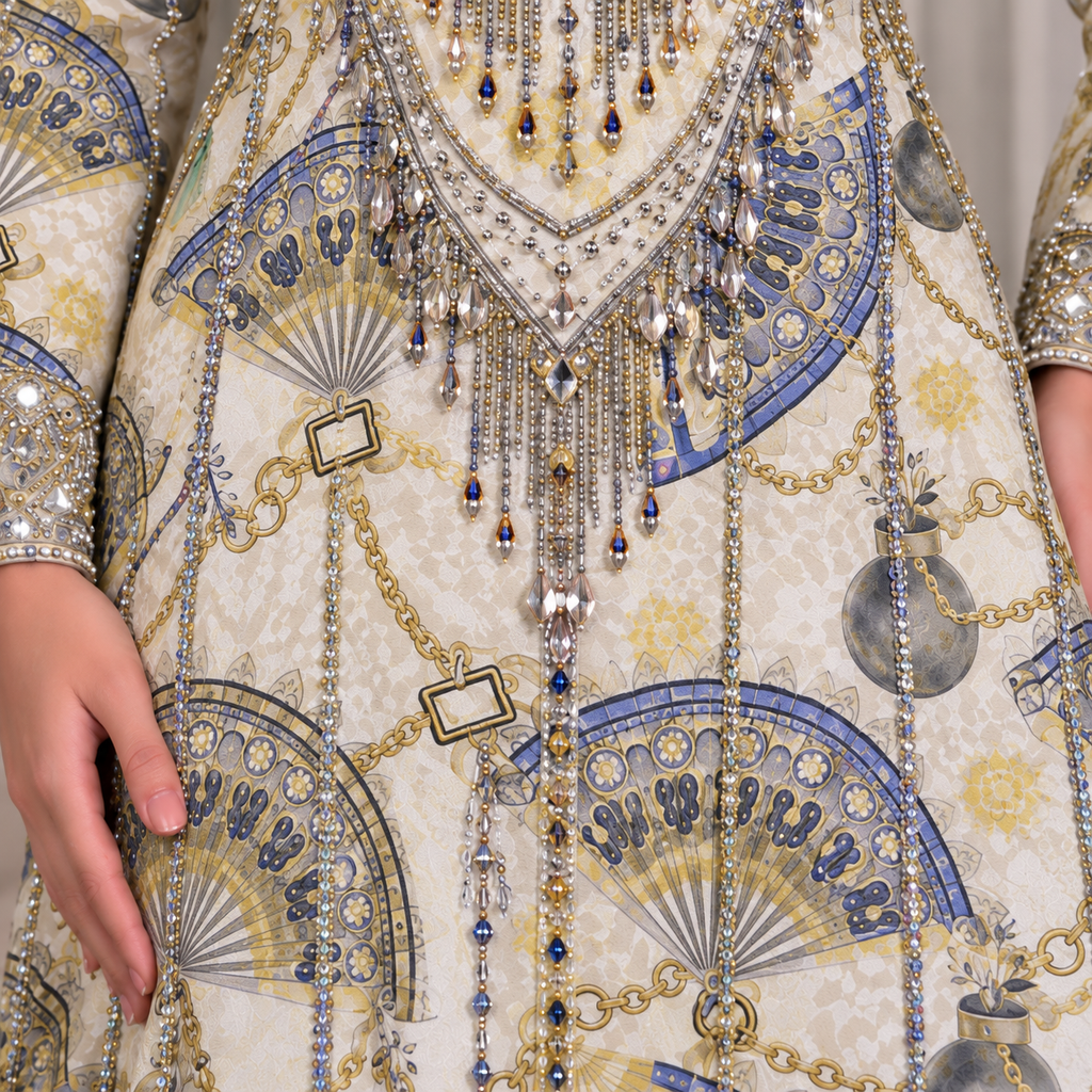 Three-Line Crystal Mukhawar — Pure Lucci Silk