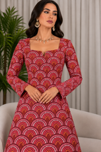 Jacquard Silk - Crimson Fan