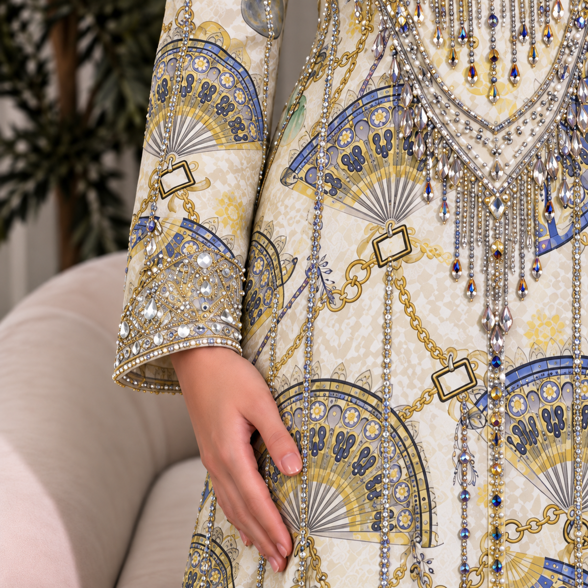 Three-Line Crystal Mukhawar — Pure Lucci Silk