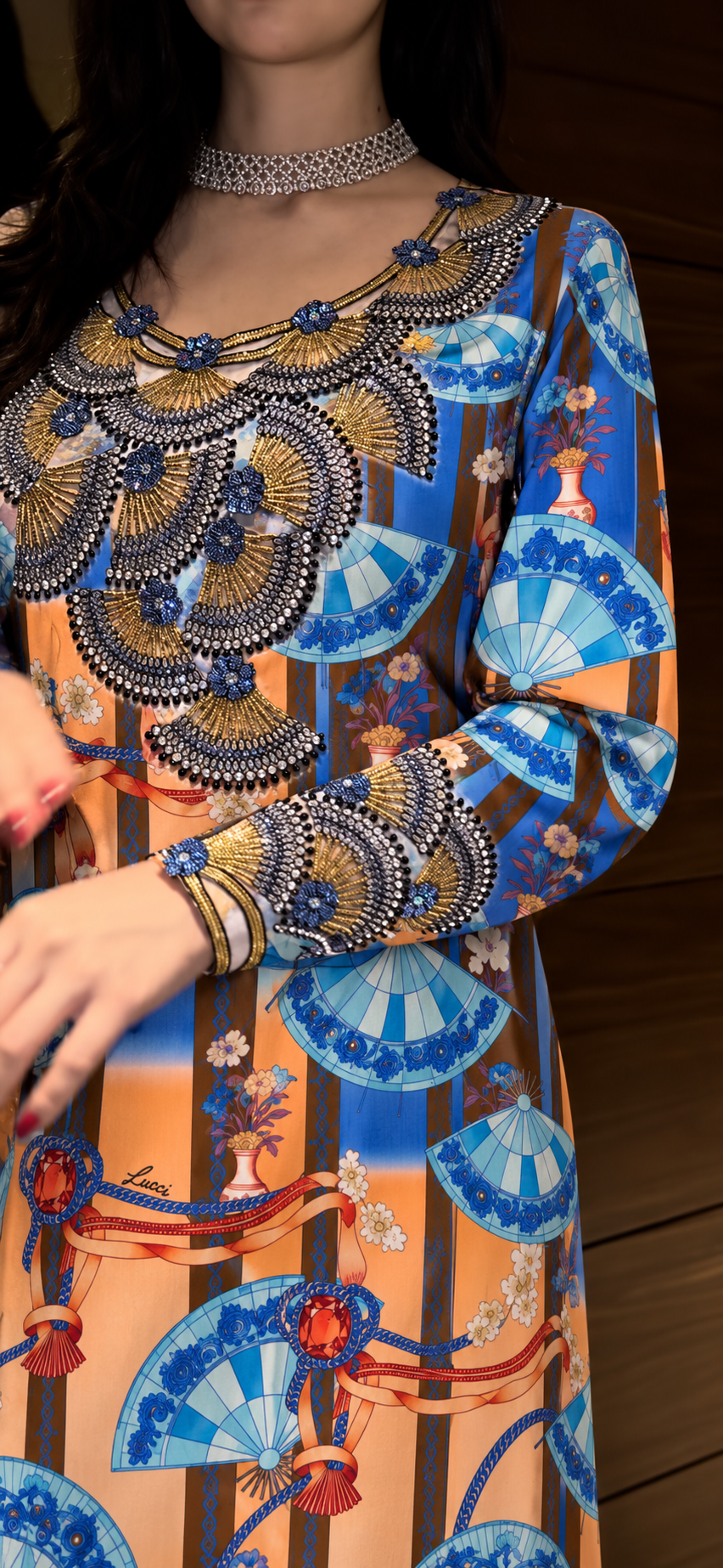 Blue Fan Print — 3m Double Width