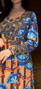 Blue Fan Print — 3m Double Width